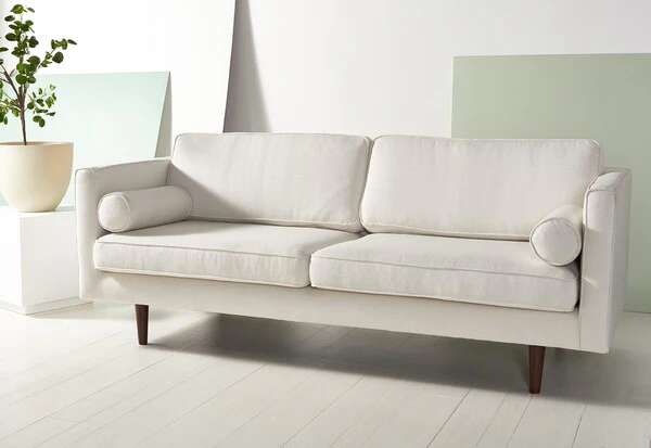 Safavieh Hurley Mid-Century Upholstered Fabric Sofa - White