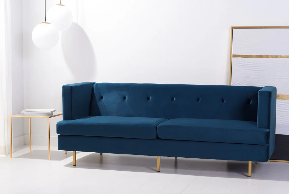 Safavieh Konrad Velvet Sofa - Navy