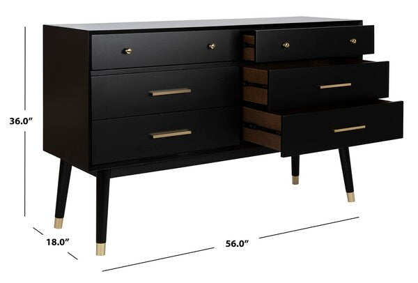 Safavieh Madden Retro Dresser - Black and Brass - Image 3