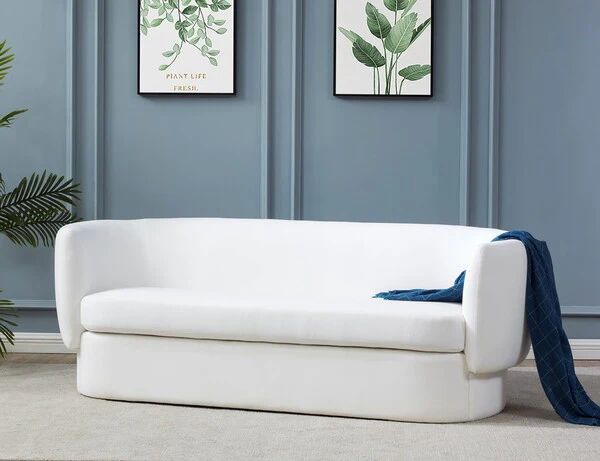 Safavieh Mariano Curved Upholstered Fabric Sofa - White