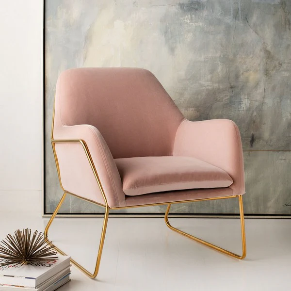 Safavieh Misty Metal Frame Accent Chair - Blush