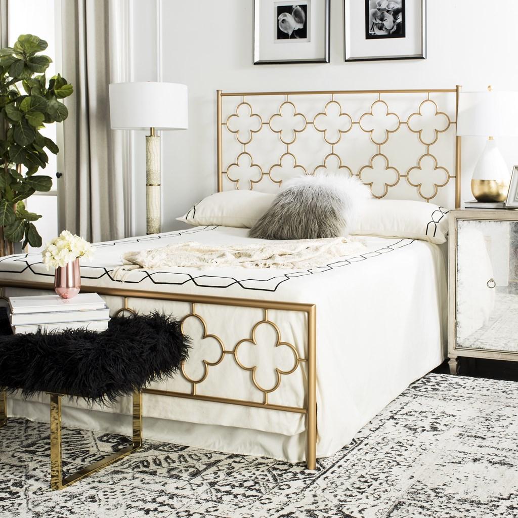 Safavieh Morris Lattice Metal Bed Queen Size - Antique Gold