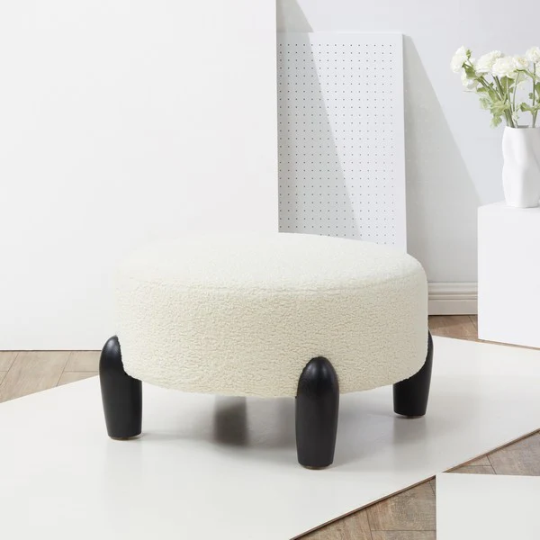 Safavieh Perez Scandinavian Rd Ottoman - Ivory