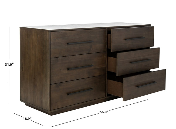 Safavieh Poesy 6 Drawer Dresser - Dark Chocolate - Image 3