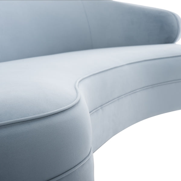 Safavieh Primrose Curved Velvet Sofa - Light Blue - Image 4