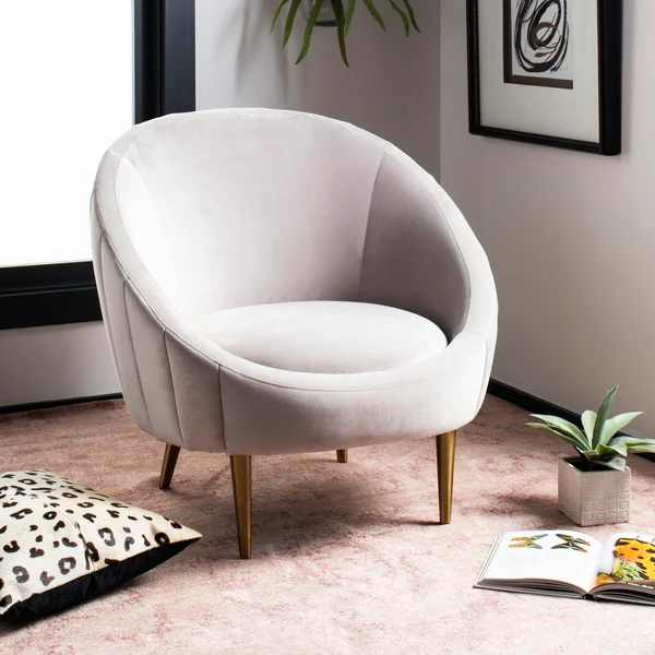 Safavieh Razia Channel Tufted Tub Chair - Pale Taupe