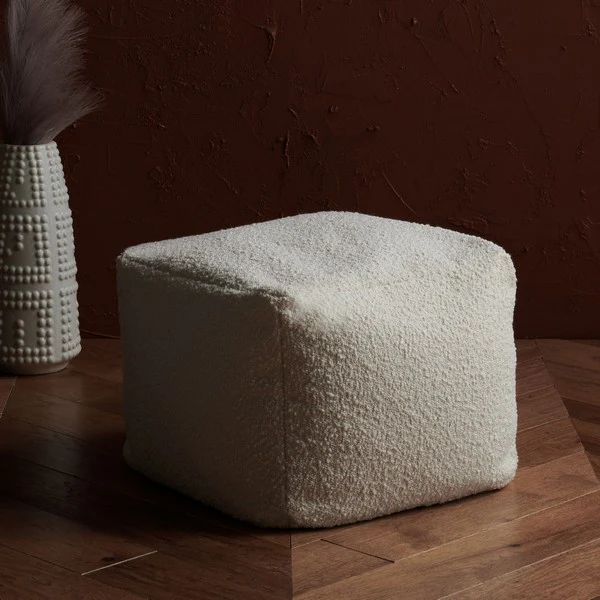 Safavieh Samuels Boucle Pouf - Ivory