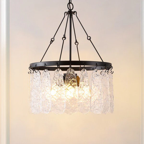 Safavieh Selene, 4 Light, 20 Inch, Black/Clear, Iron/Glass Chandelier - Black