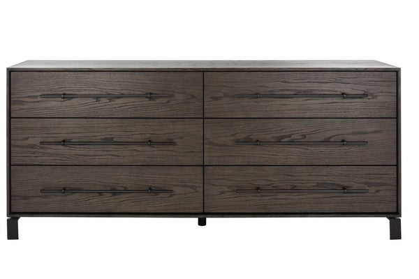 Safavieh Simmons 6 Drawer Wood Dresser - Dark Walnut - Image 2