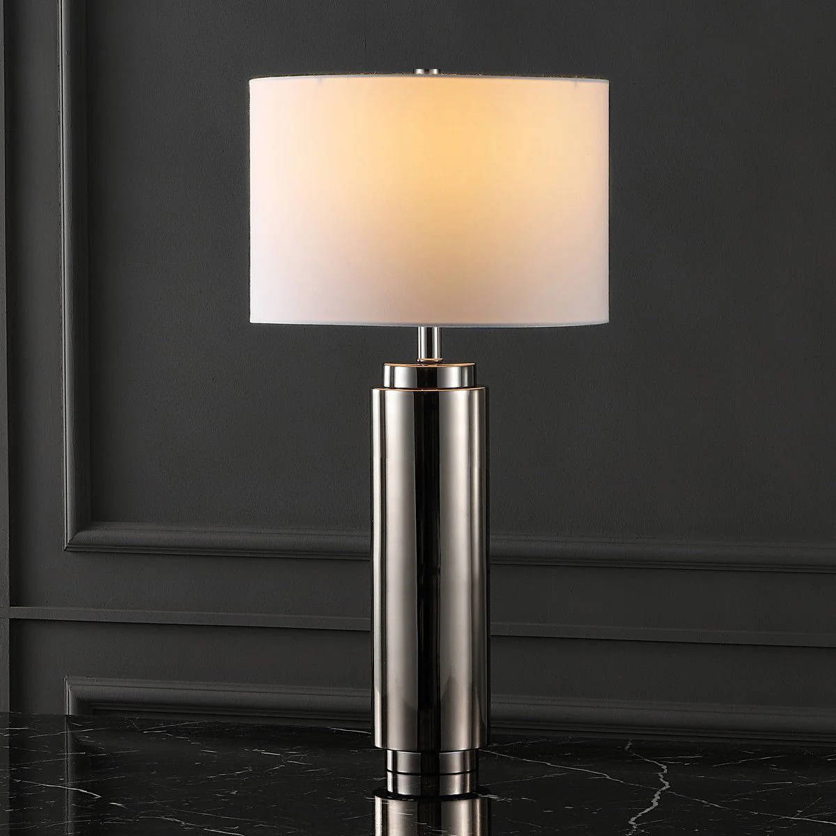 Safavieh Terry Metal Pillar Table Lamp - Nickel