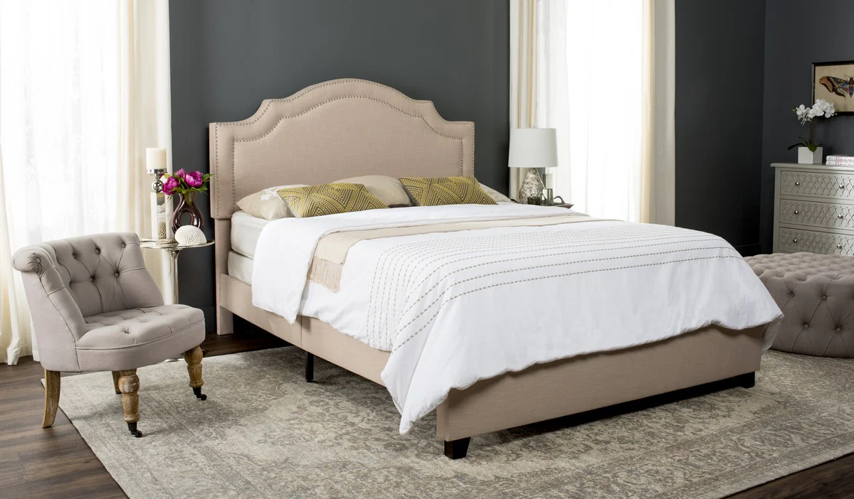 Safavieh Theron Bed Queen Size - Light Beige