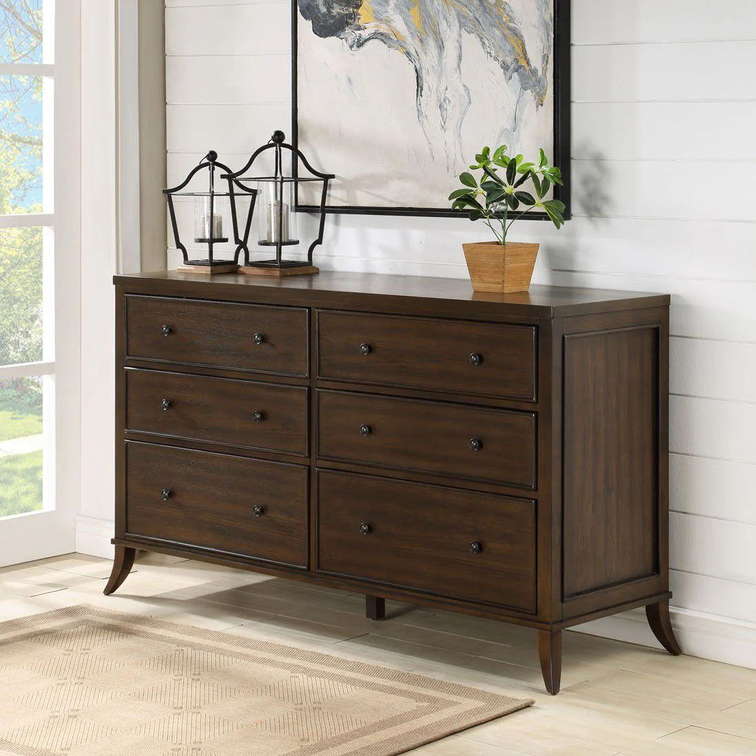 Safavieh Tobias 6 Drawer Dresser - Dark Walnut