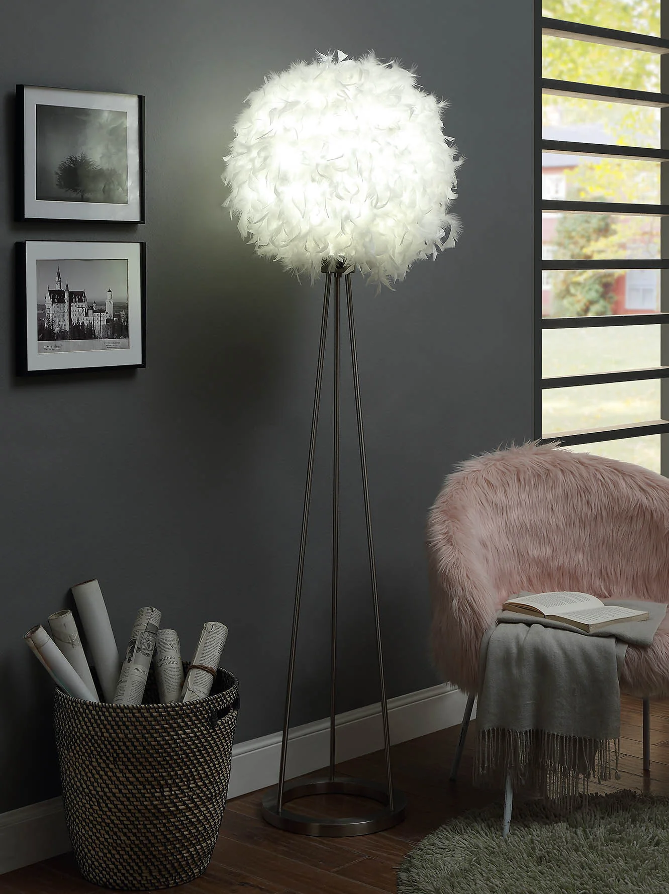 Sand Nickel Metal Floor Lamp By Homeroots