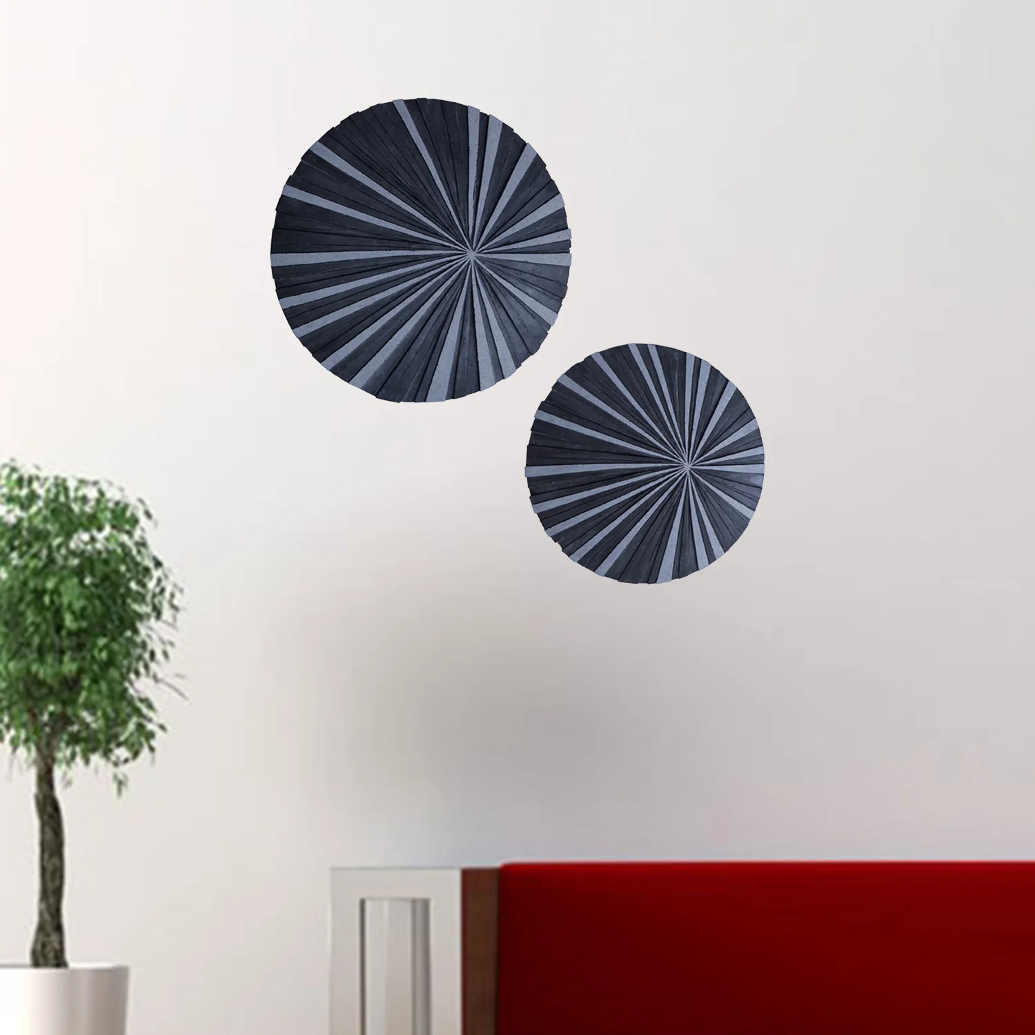 Sandstone, Fine Polished, Round with Stardust Ribbed Finish - Wall Decor By Homeroots