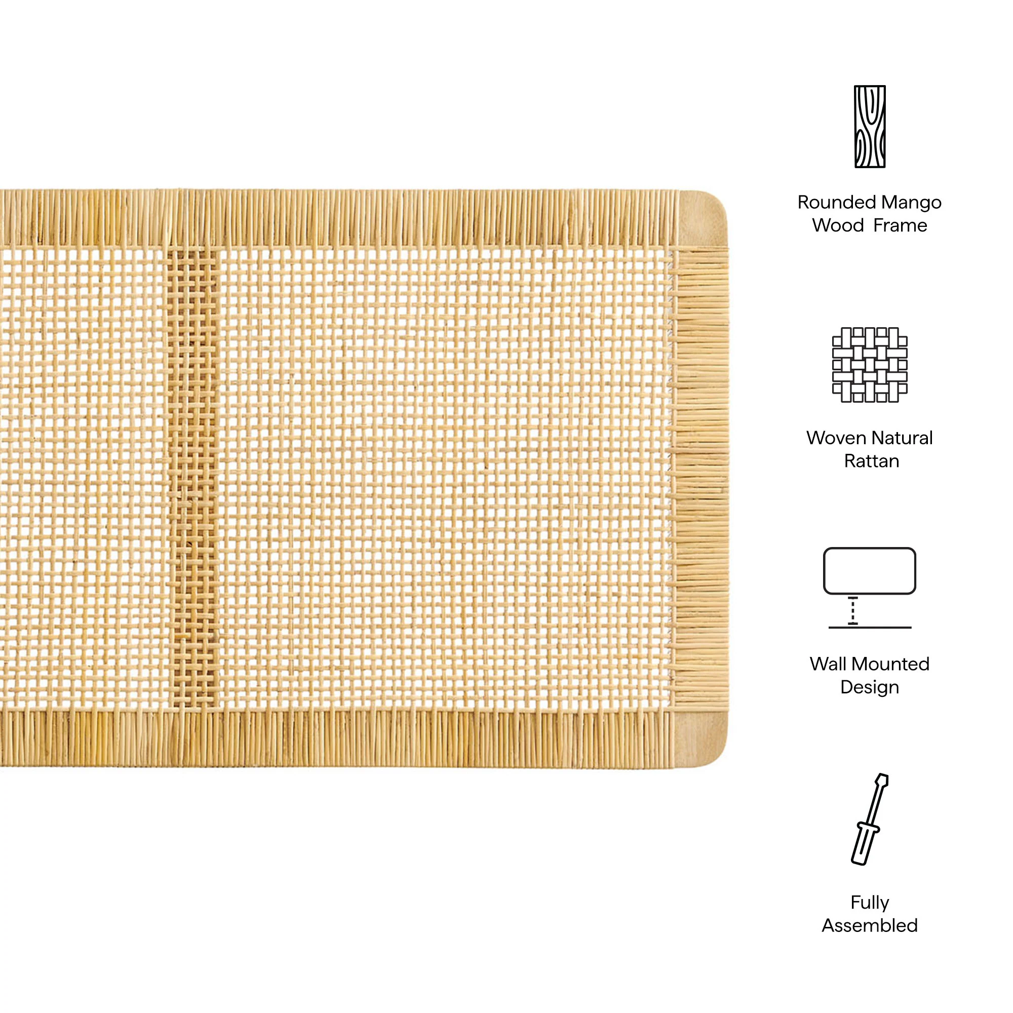 Sandy Wall Mounted Wood and Rattan King Size Headboard by Modway - Image 8