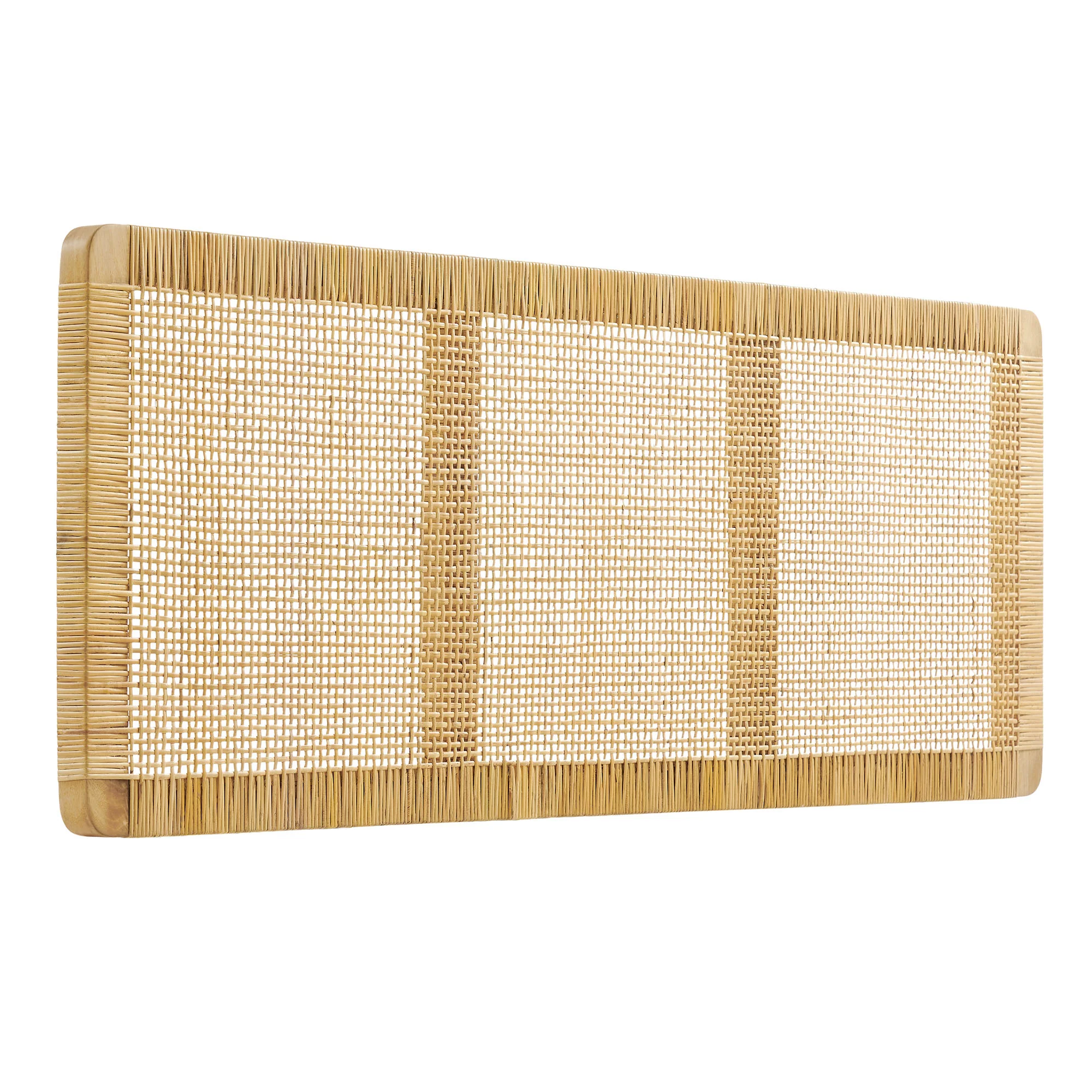 Sandy Wall Mounted Wood and Rattan Queen Size Headboard by Modway