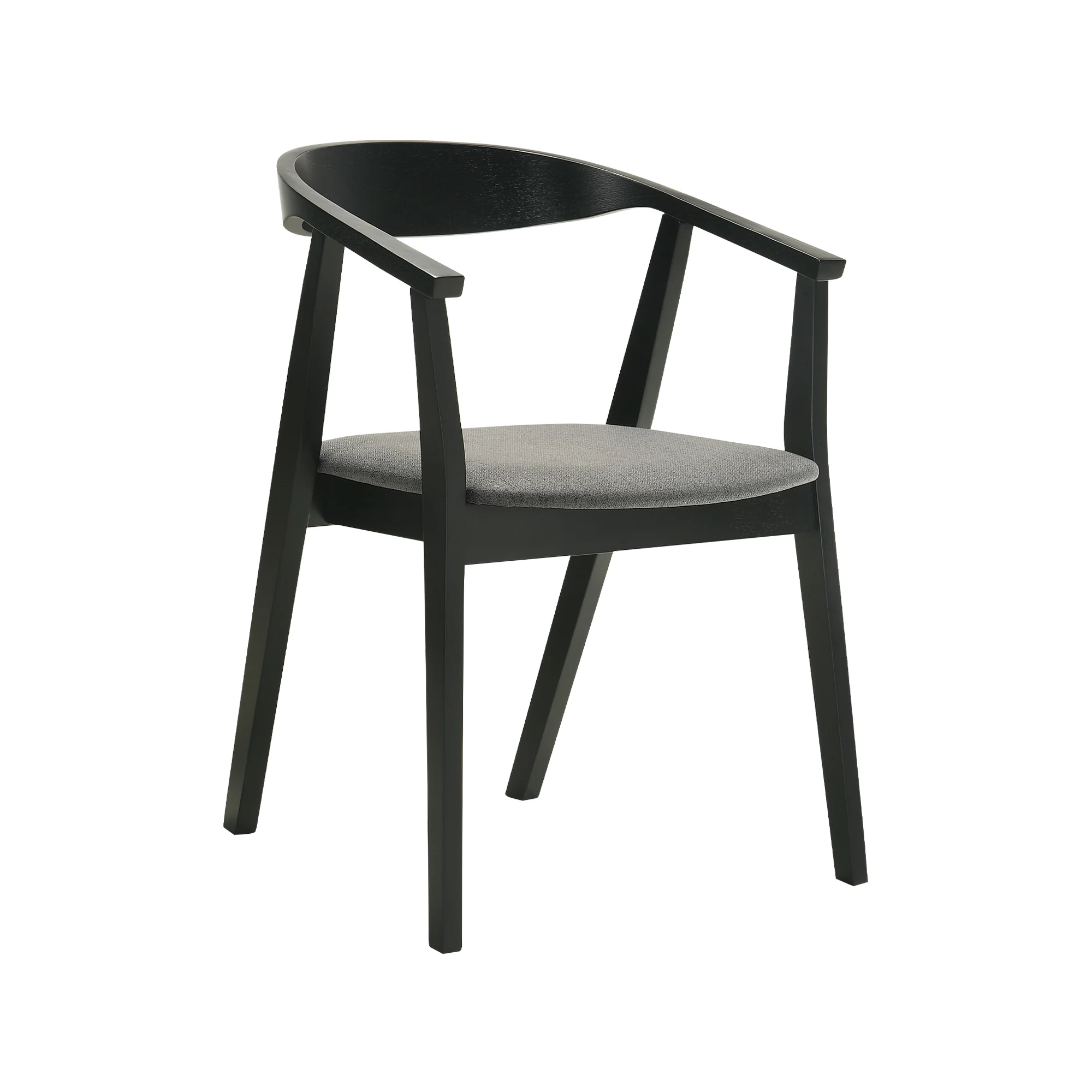 Santana 5 Piece Round Black Wood Dining Table Set with Charcoal Fabric By Armen Living - Image 3