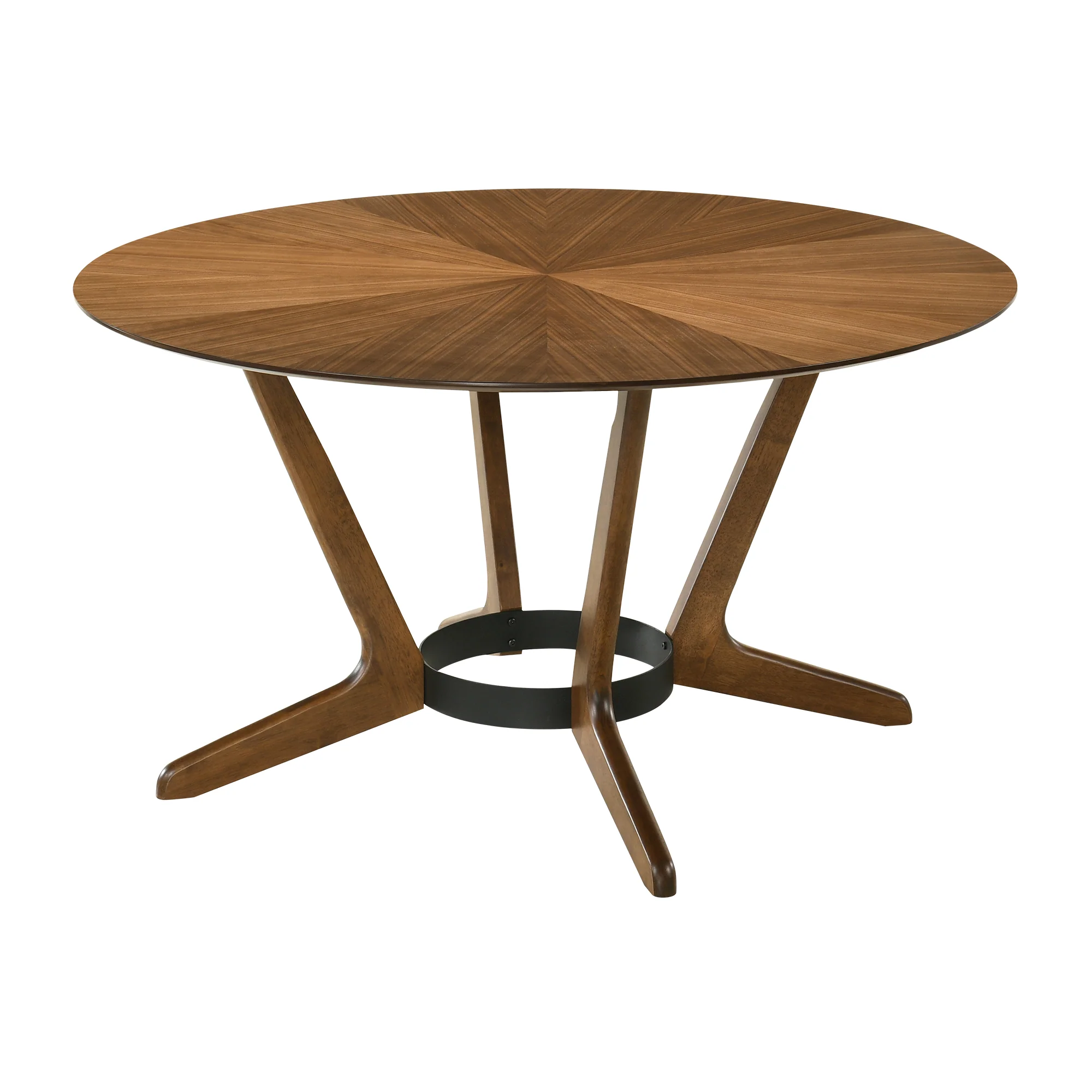 Santana Round Wood Dining Table in Walnut Finish By Armen Living - Image 3