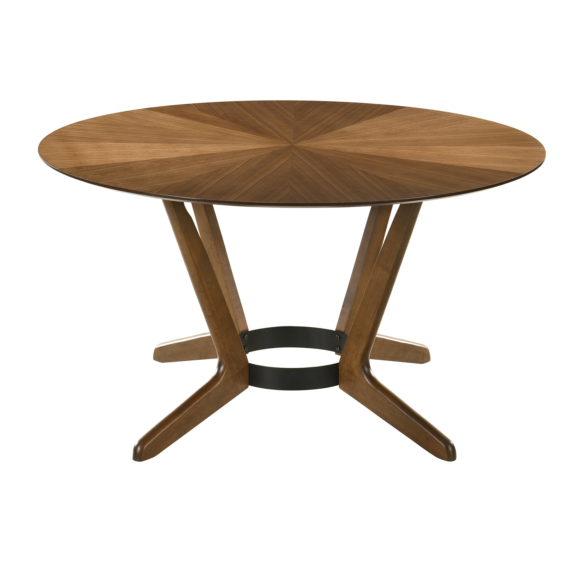 Santana Round Wood Dining Table in Walnut Finish By Armen Living - Image 4