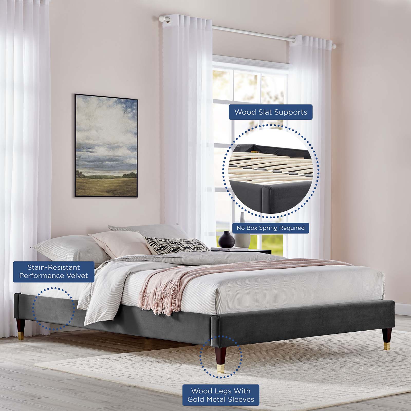 Sasha Button-Tufted Performance Velvet King Bed By Modway - MOD-6837 - Image 4