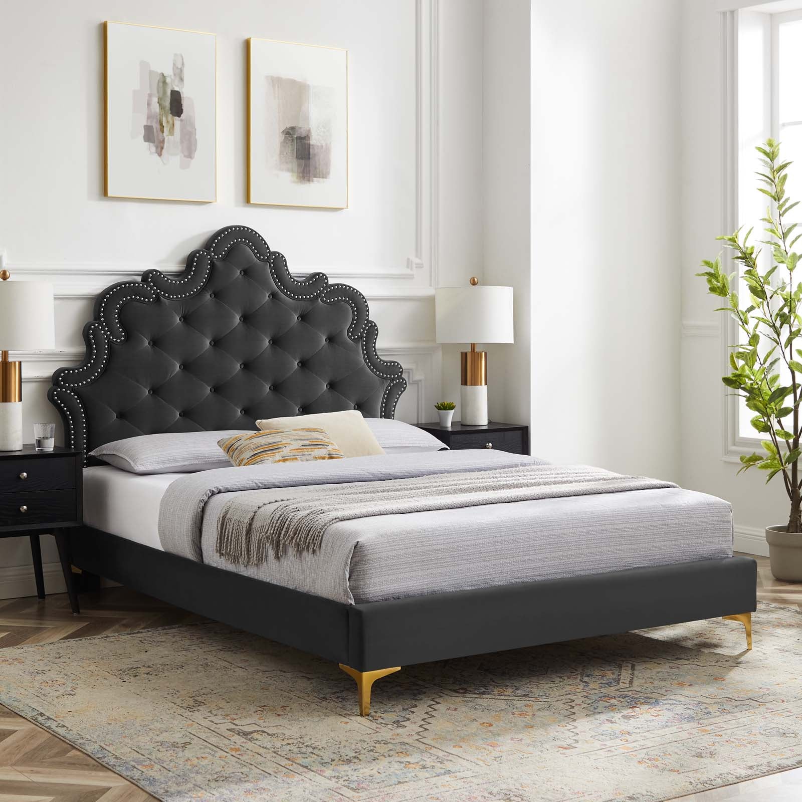 Sasha Button-Tufted Performance Velvet Queen Bed By Modway - MOD-6817
