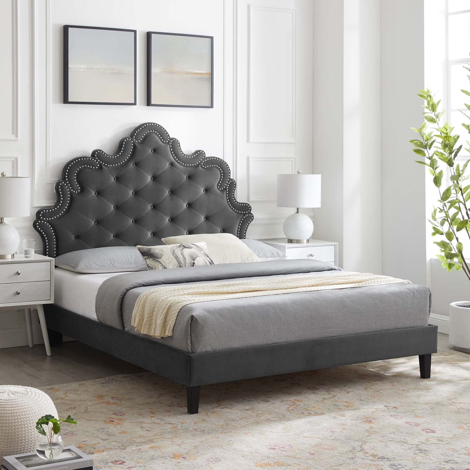 Sasha Button-Tufted Performance Velvet Queen Bed By Modway - MOD-6827