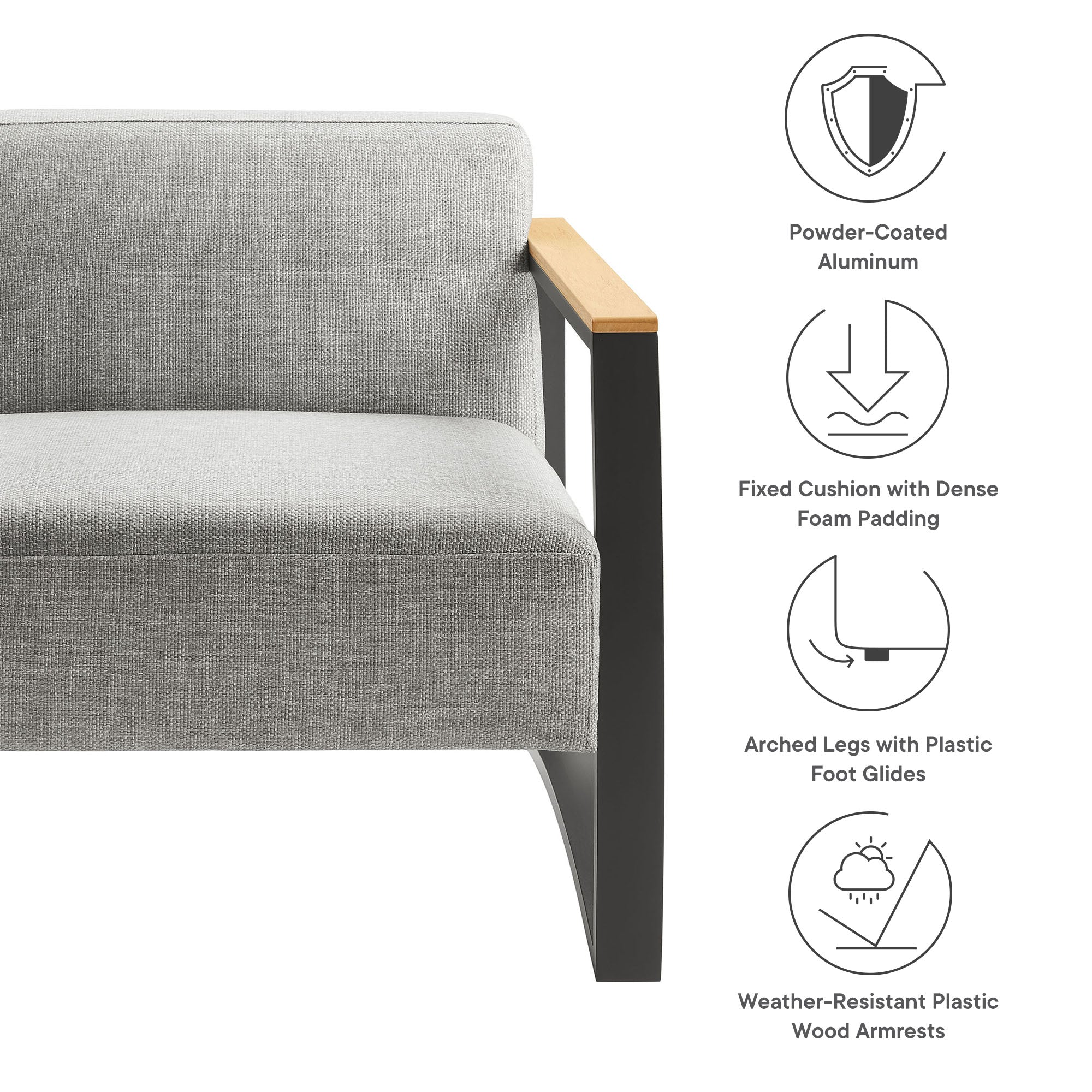 Sauve Outdoor Patio Aluminum and Fabric Armchair by Modway - Image 8