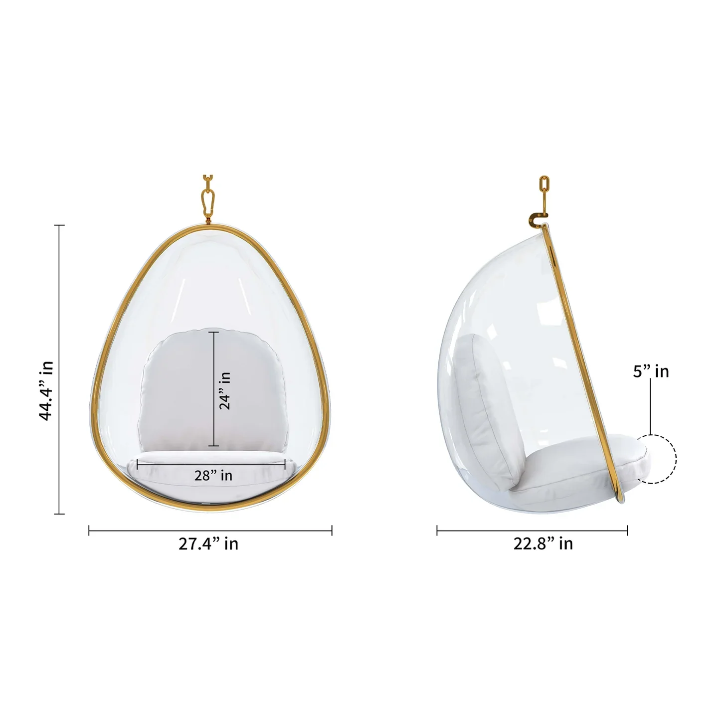 Scoop Chair With Stand, Gold By World Modern Design - Image 2