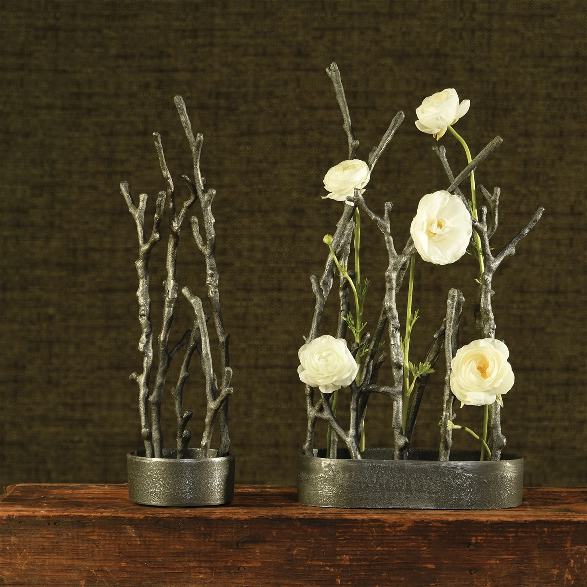 Sculptural Branch Vase, Metal - Oval - Nickle By HomArt - Image 5