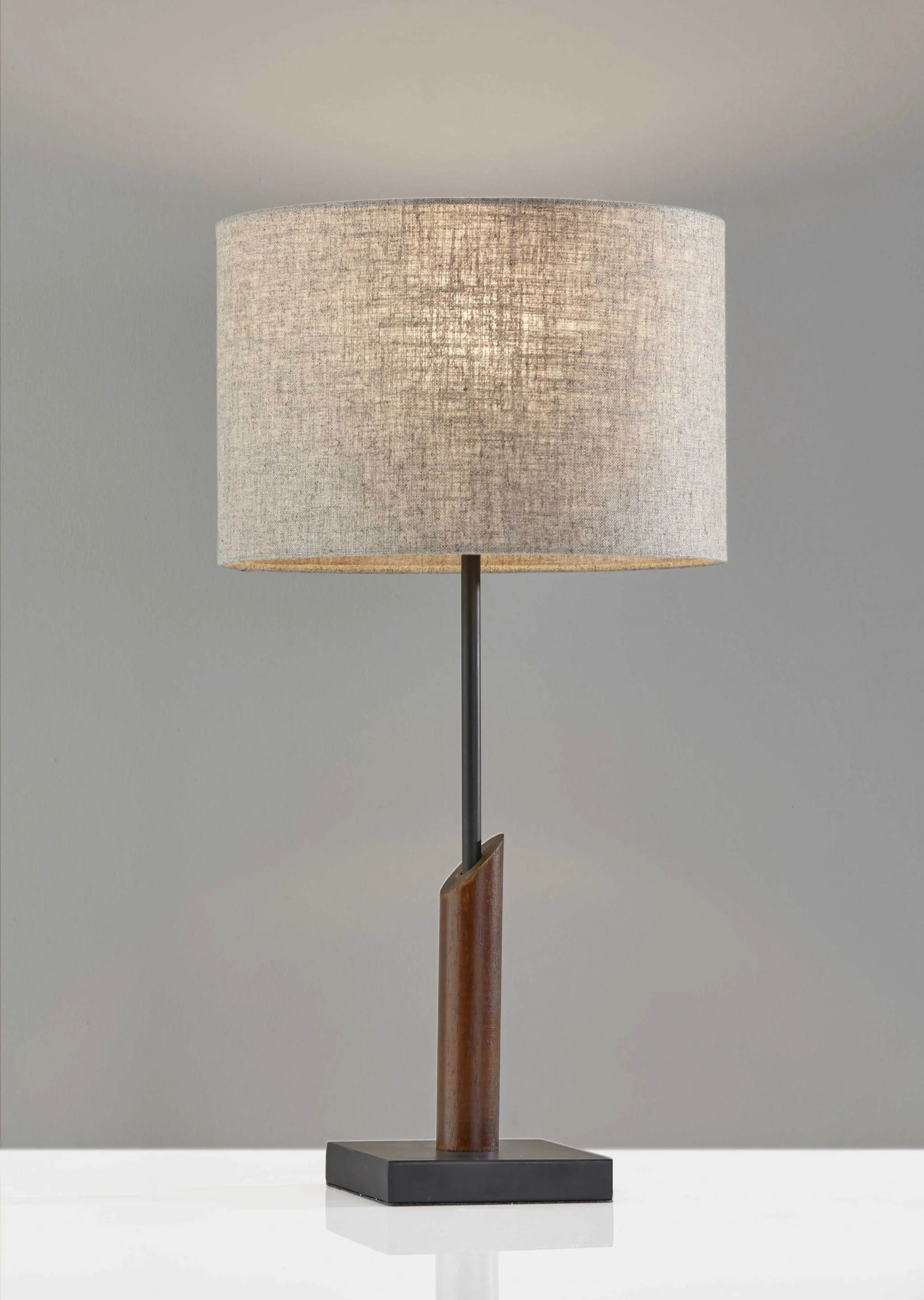 Sculptural Wood Black Metal Table Lamp By Homeroots