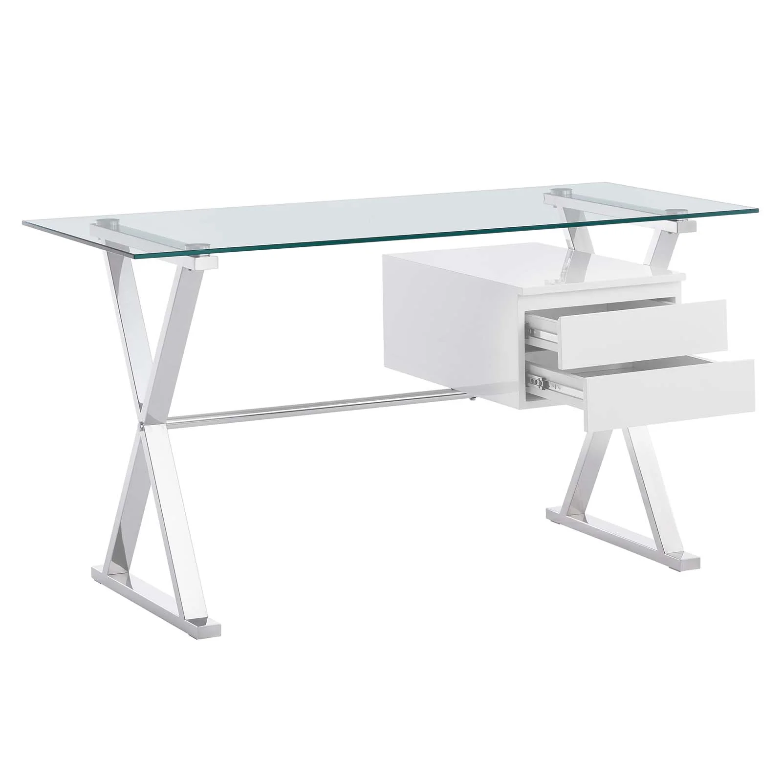 Sector 56" Glass Top Glass Office Desk By Modway - EEI-6225 - Image 2