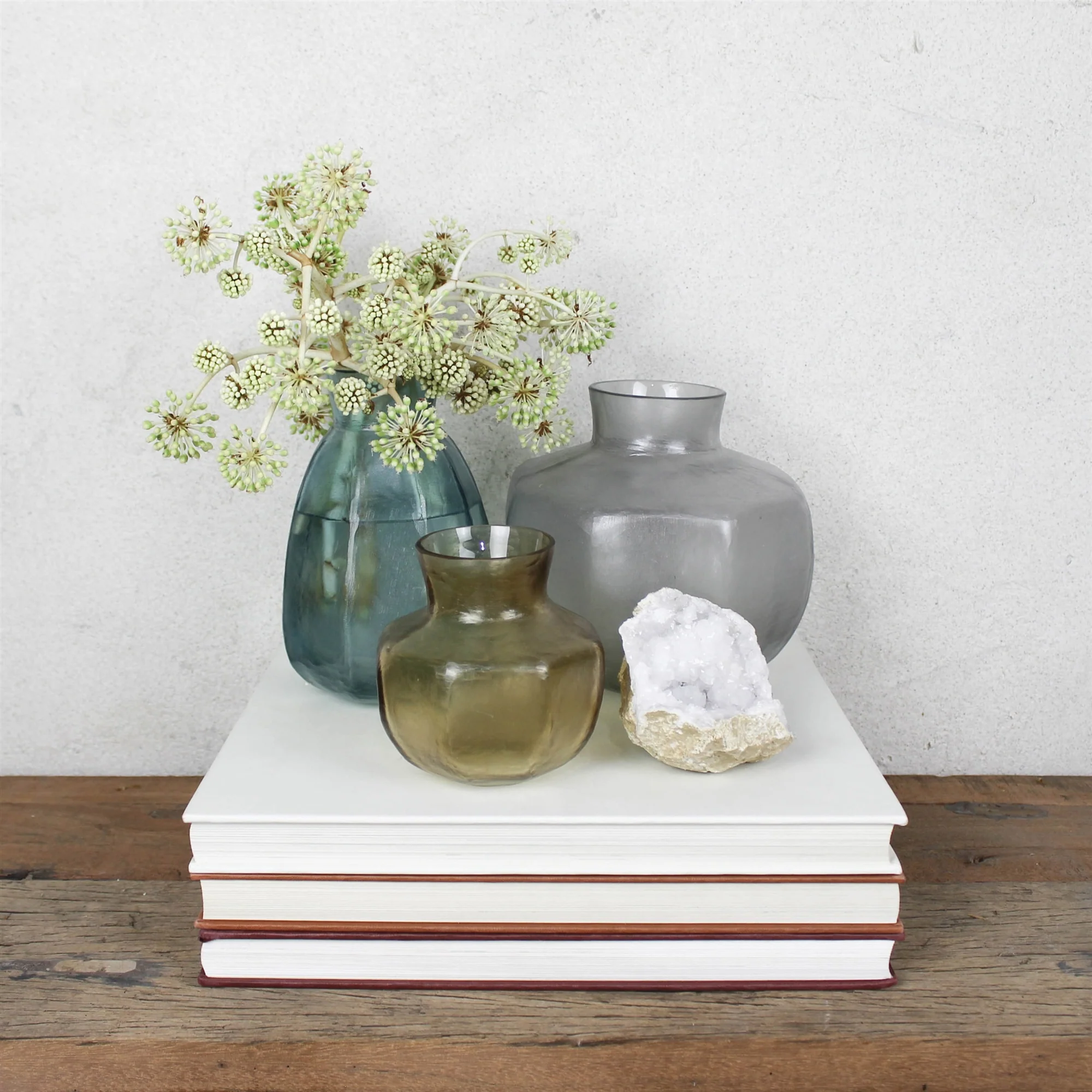 Seline Vase, Grey - Wide Set Of 2 By HomArt