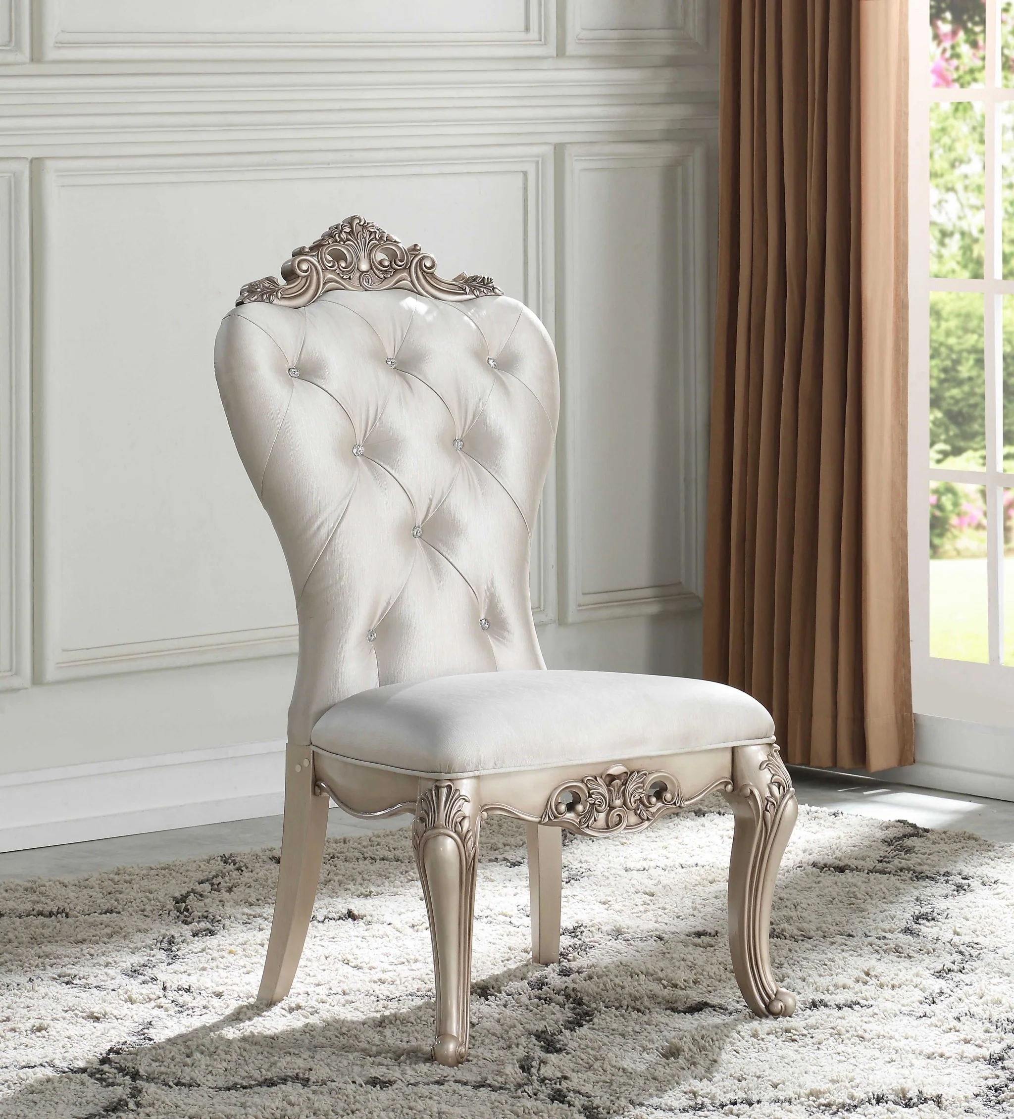 Set Of 2 Antique White And Cream Voguish Dining Chair By Homeroots