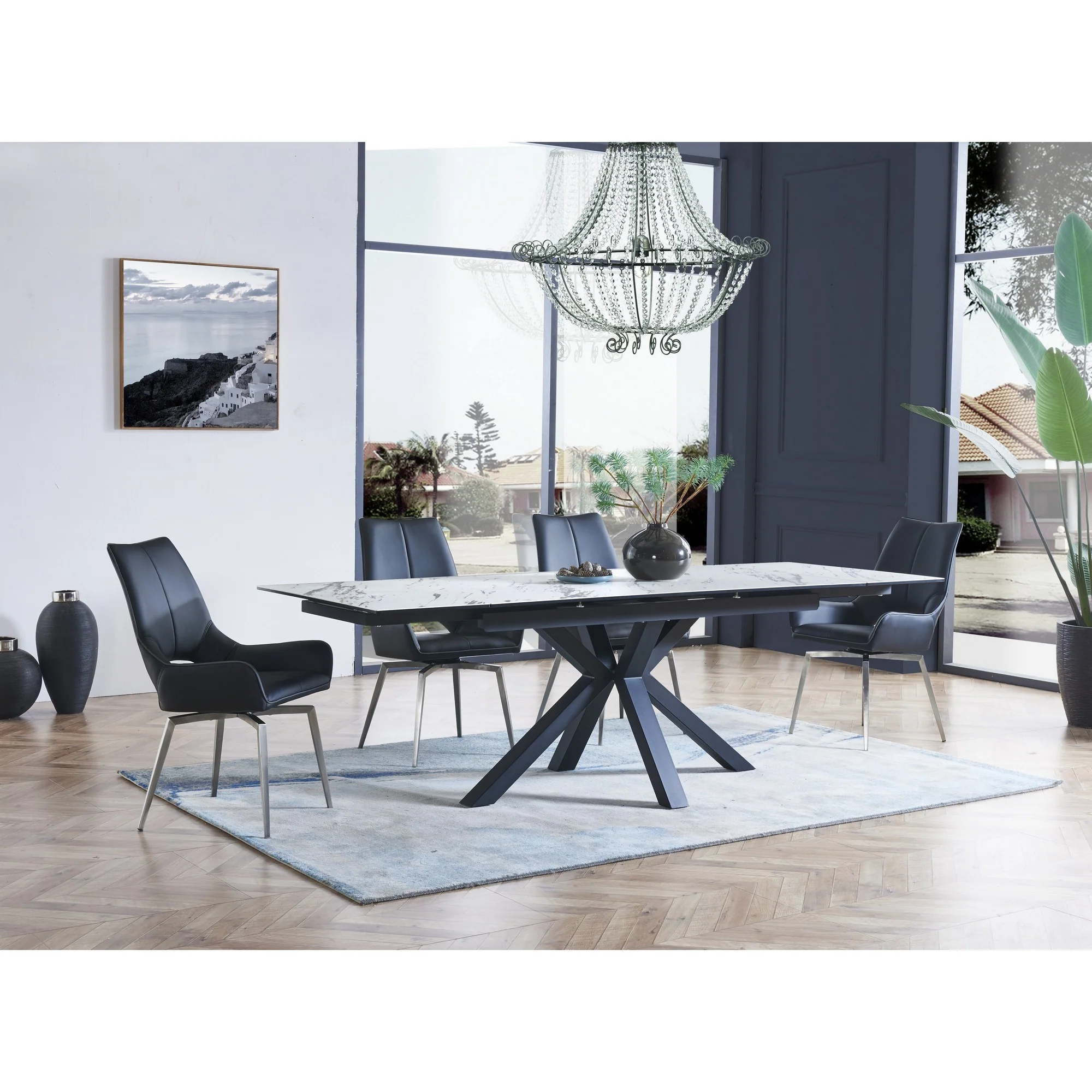 Set Of 2 Black Bucket Style Dining Chairs With Metalic Silver Base By Homeroots