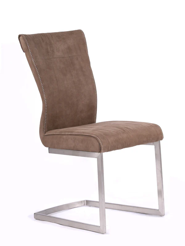 Set Of 2 Brown Fabric And Steel Dining Chair By Homeroots