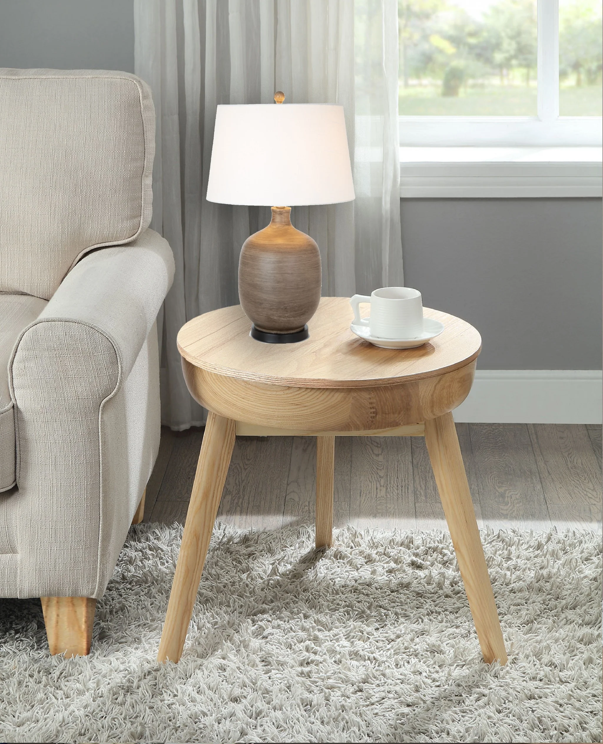 Set of 2 Brown Transitional Table Lamps By Homeroots