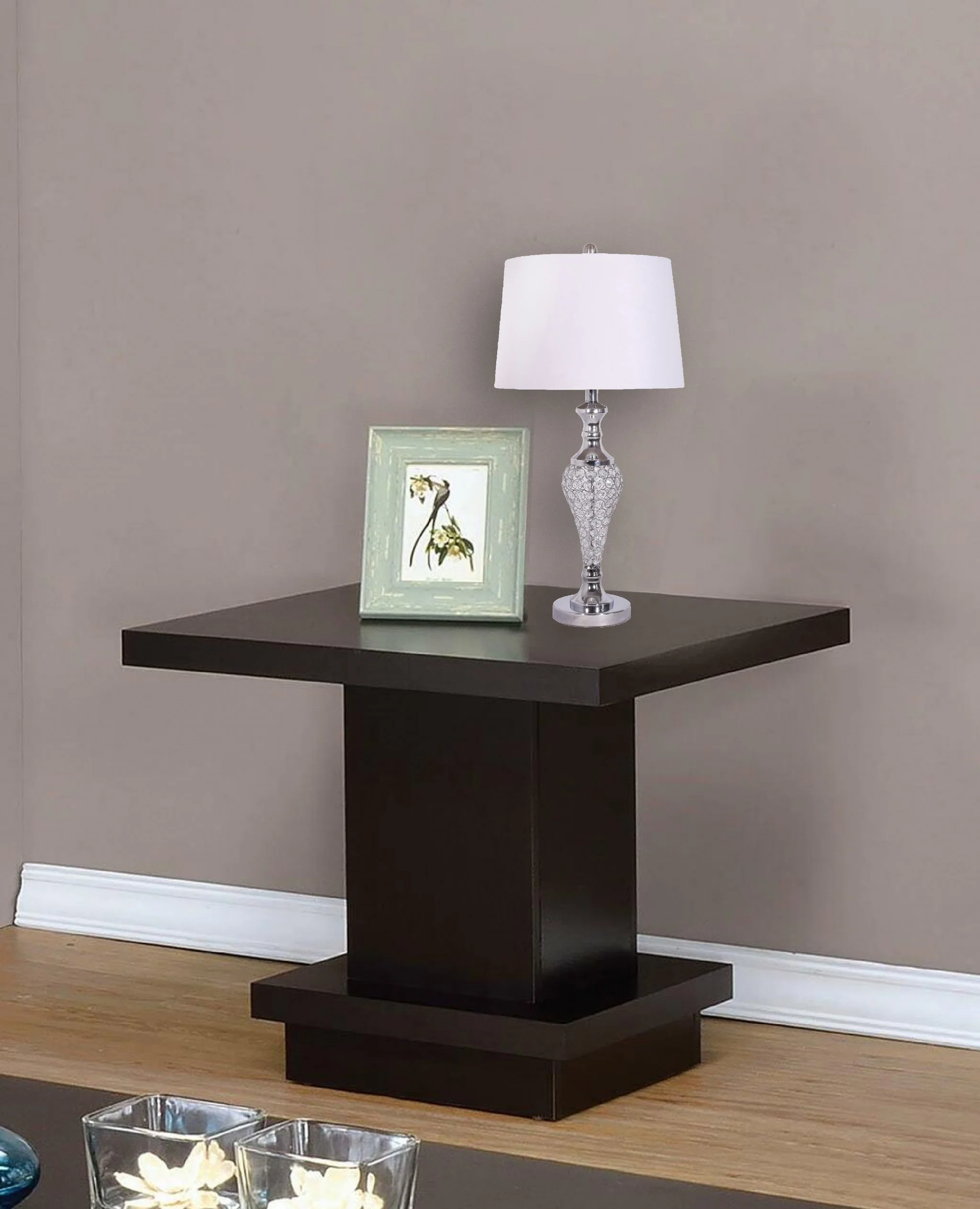 Set of 2 Silver Acrylic Beads Metal Table Lamps By Homeroots - Image 5