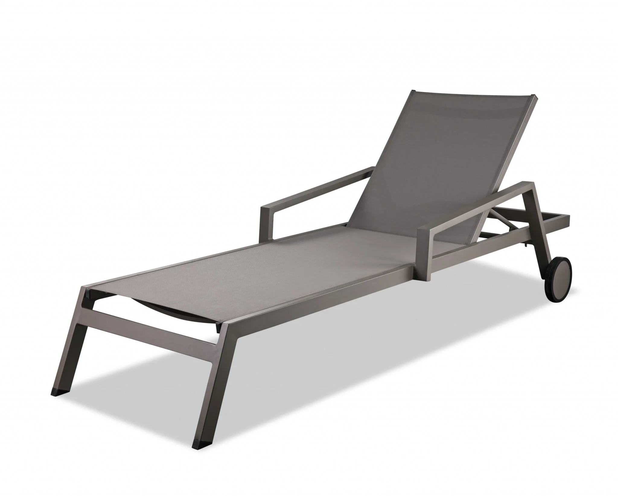 Set of 2 Taupe Modern Aluminum Chaise Lounges By Homeroots
