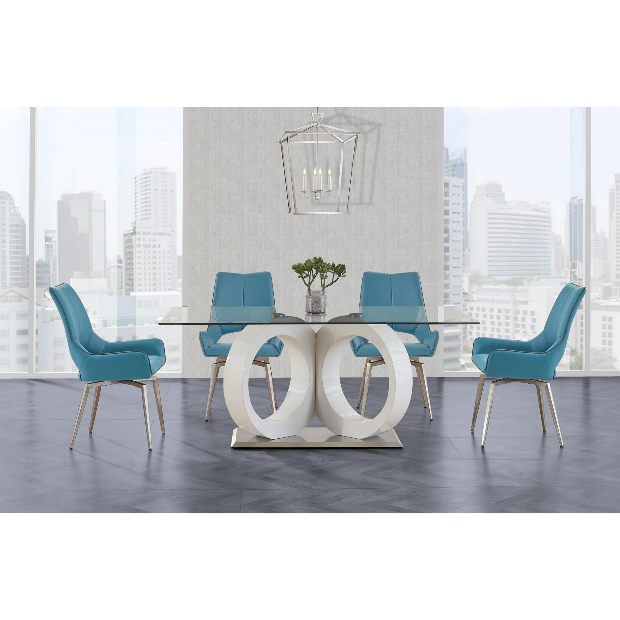 Set Of 2 Turqouise Bucket Style Dining Chairs With Metalic Silver Base By Homeroots