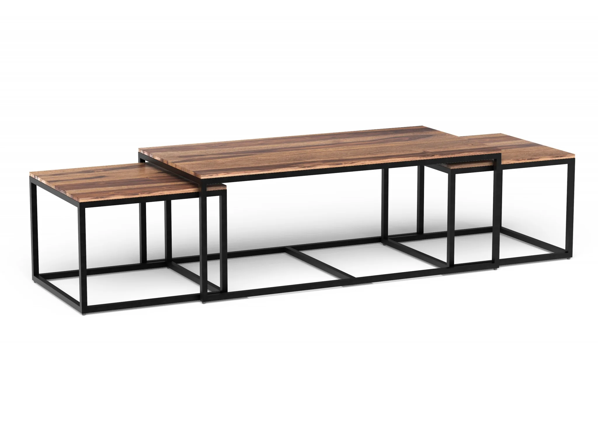 Set of 3 Natural Wood Nesting Coffee and End Tables By Homeroots