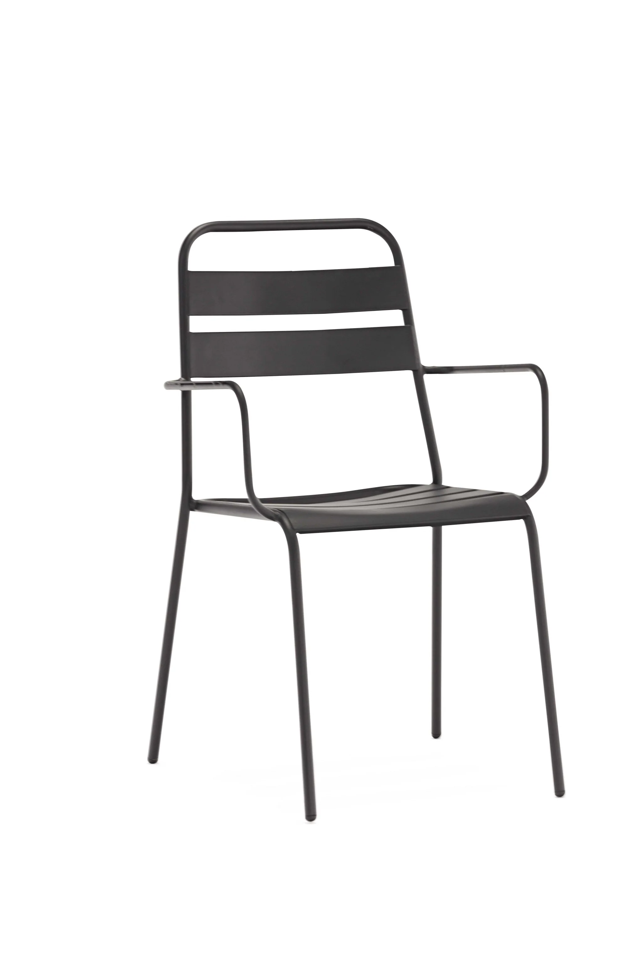 Set Of 4 Gray Stackable Aluminum Arm Chairs By Homeroots