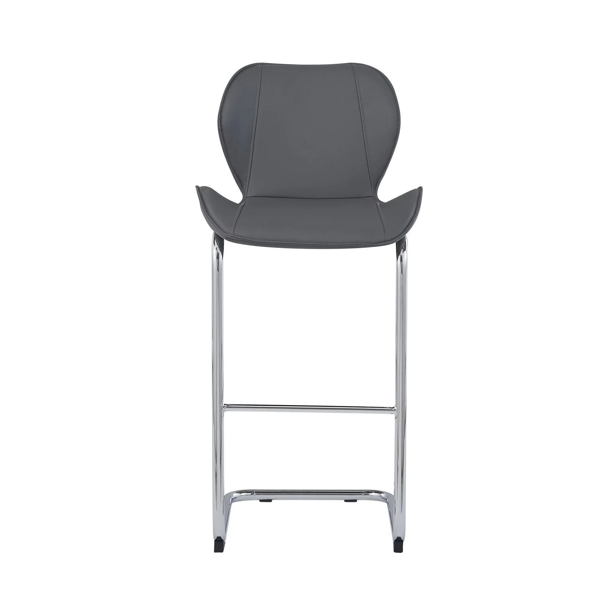 Set Of 4 Modern Grey Barstools With Chrome Legs By Homeroots