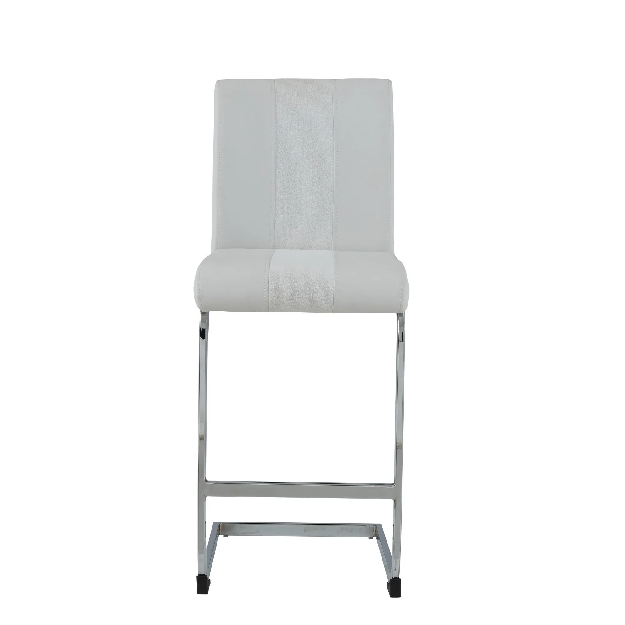 Set Of 4 White Two Tone Barstools With Silver Tone Metal Base By Homeroots