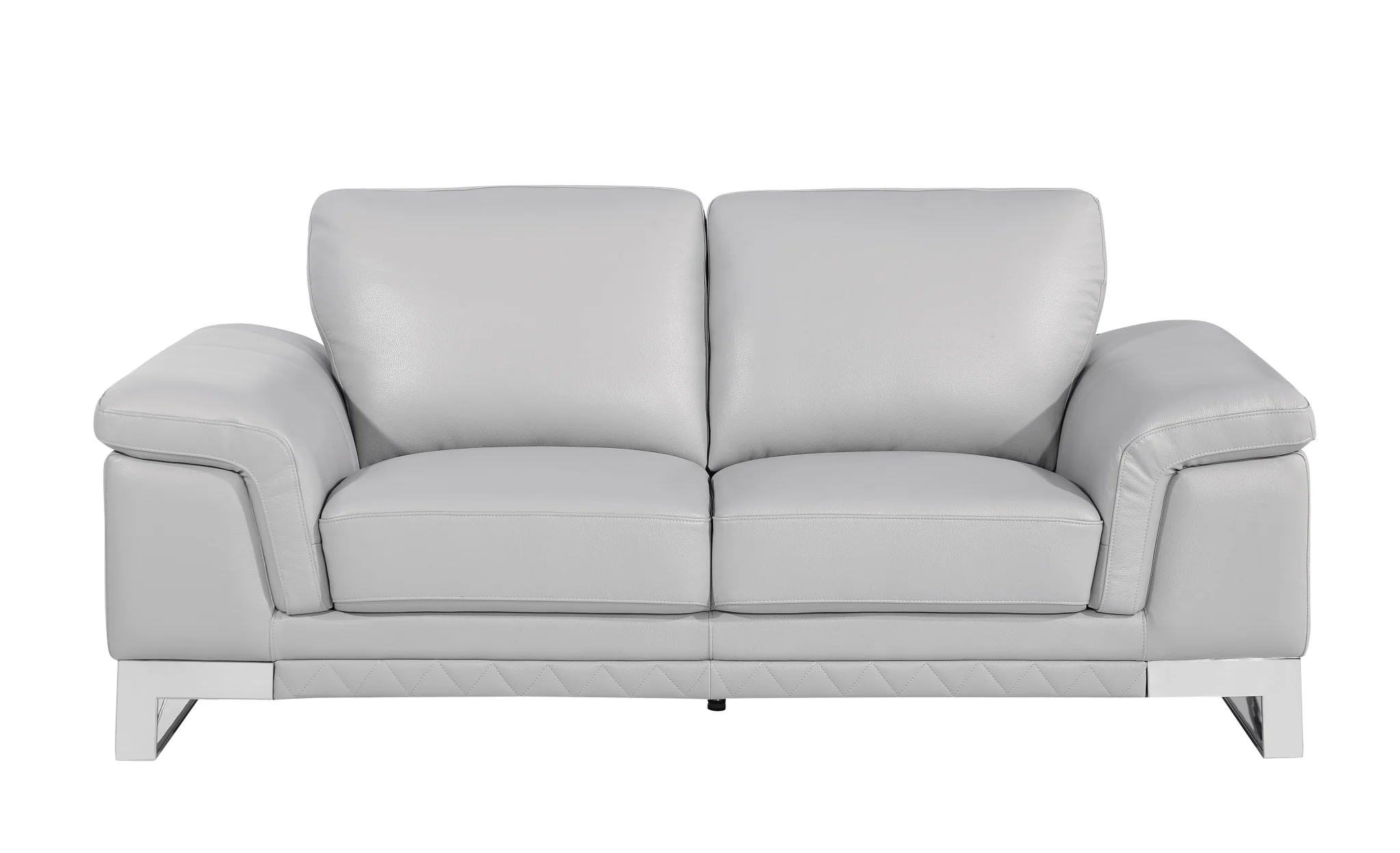 Set Of Modern Light Gray Leather Sofa And Loveseat By Homeroots - Image 7