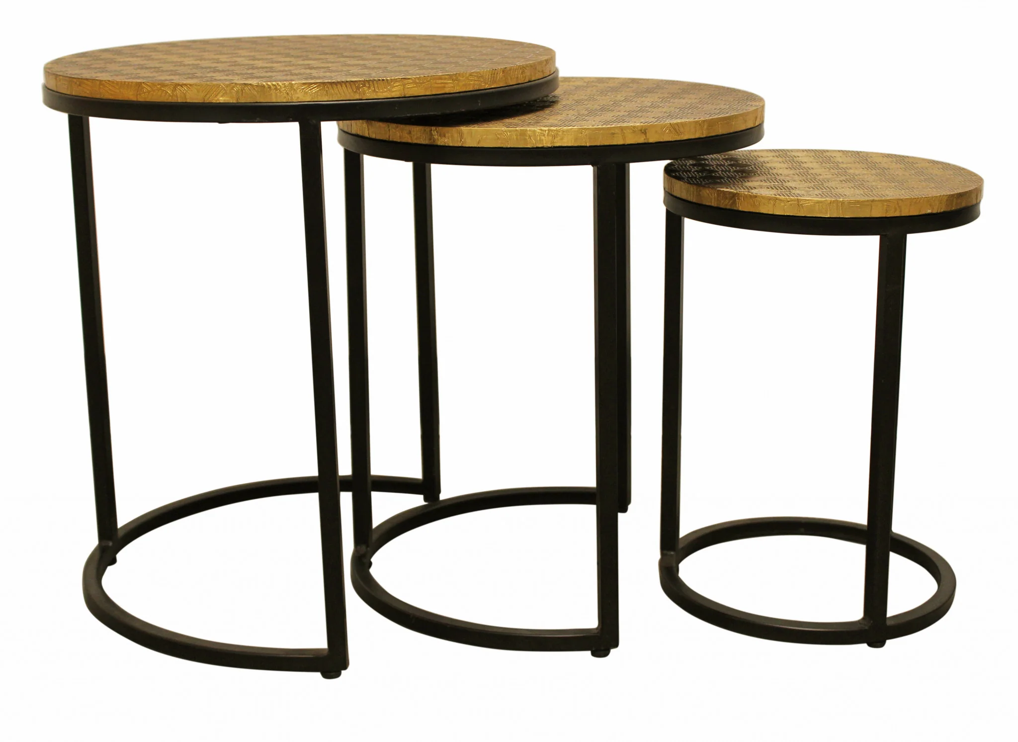 Set Of Three Black And Brass Round Nested Tables By Homeroots