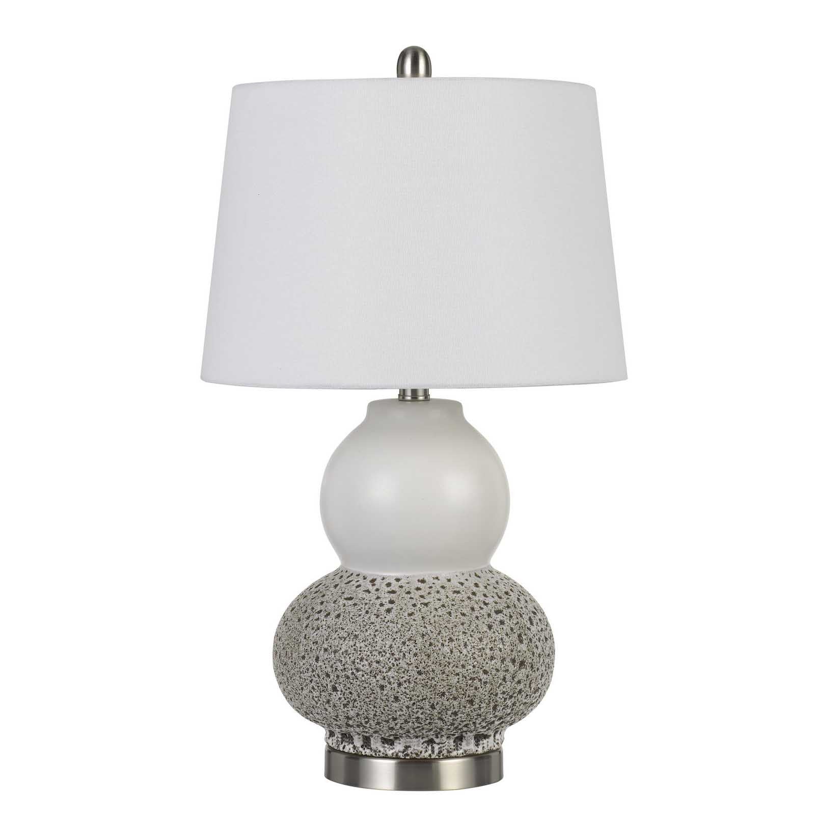 Set of Two 24” Grey Ceramic Pear Table Lamps By Homeroots