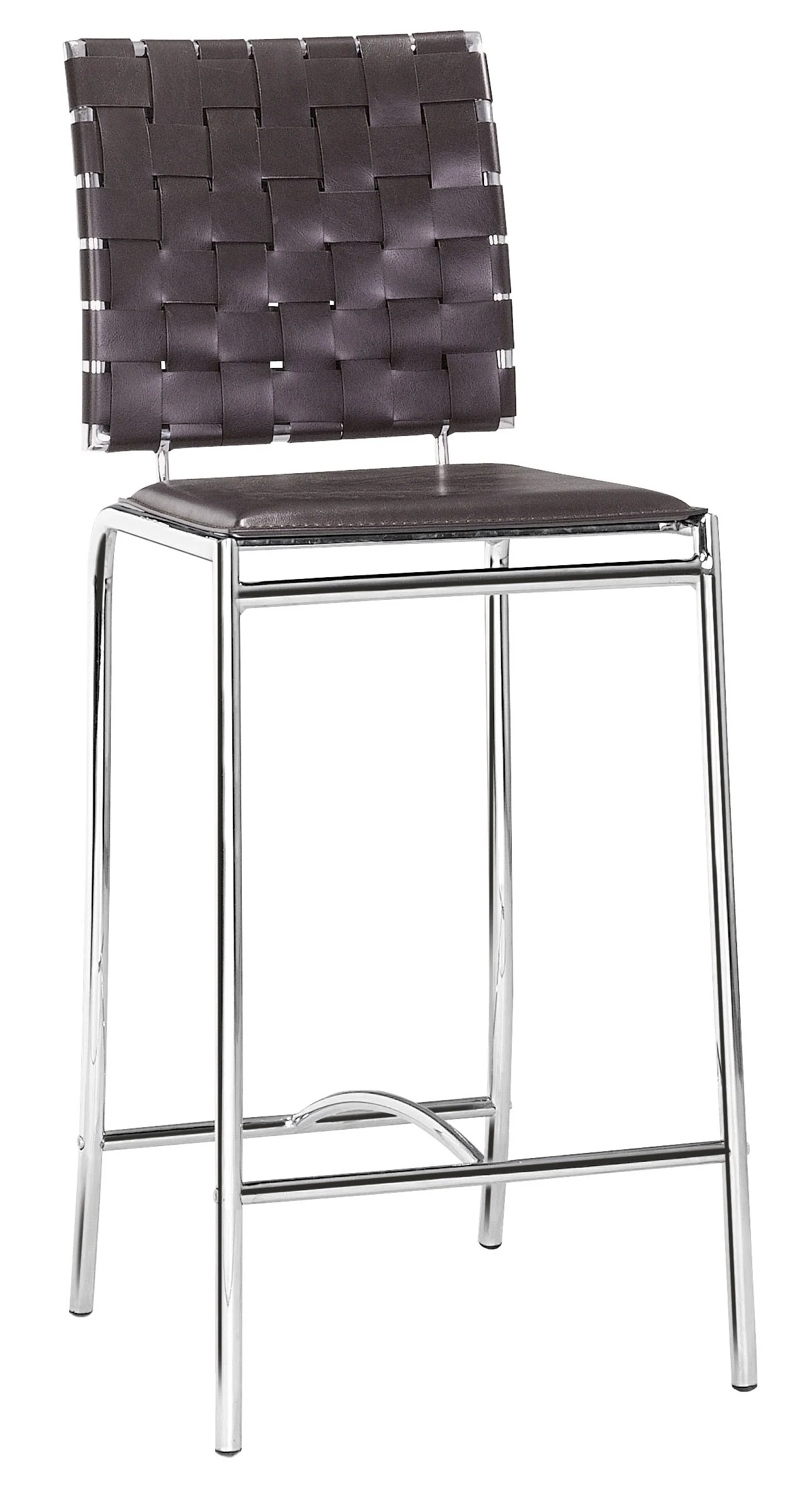 Set Of Two 39" Espresso And Silver Low Back Counter Height Bar Chairs With Footrest By Homeroots