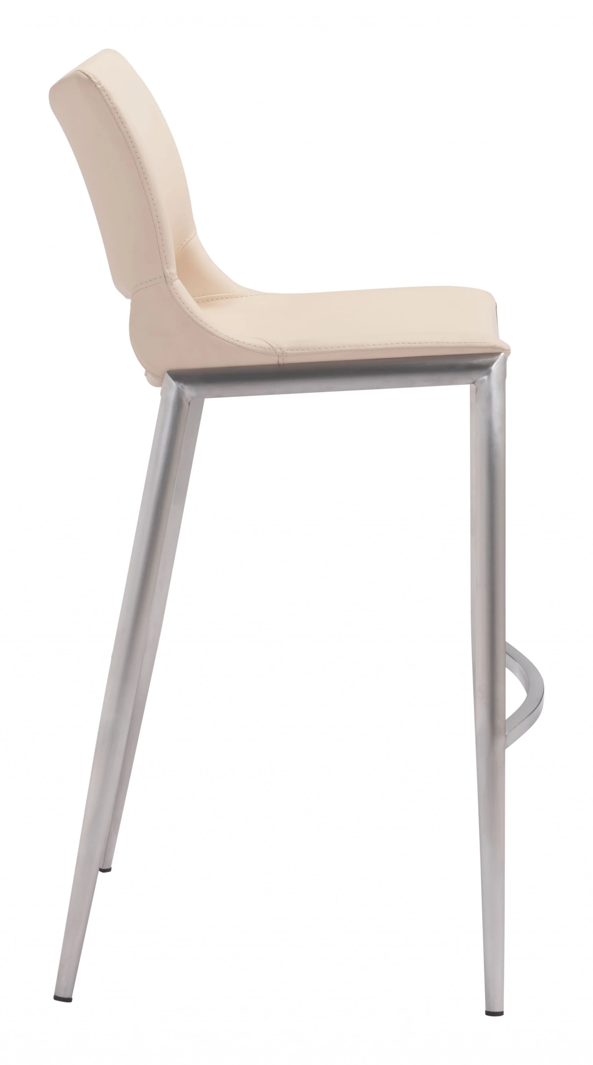 Set Of Two 41" Light Pink And Silver Steel Low Back Bar Height Chairs With Footrest By Homeroots