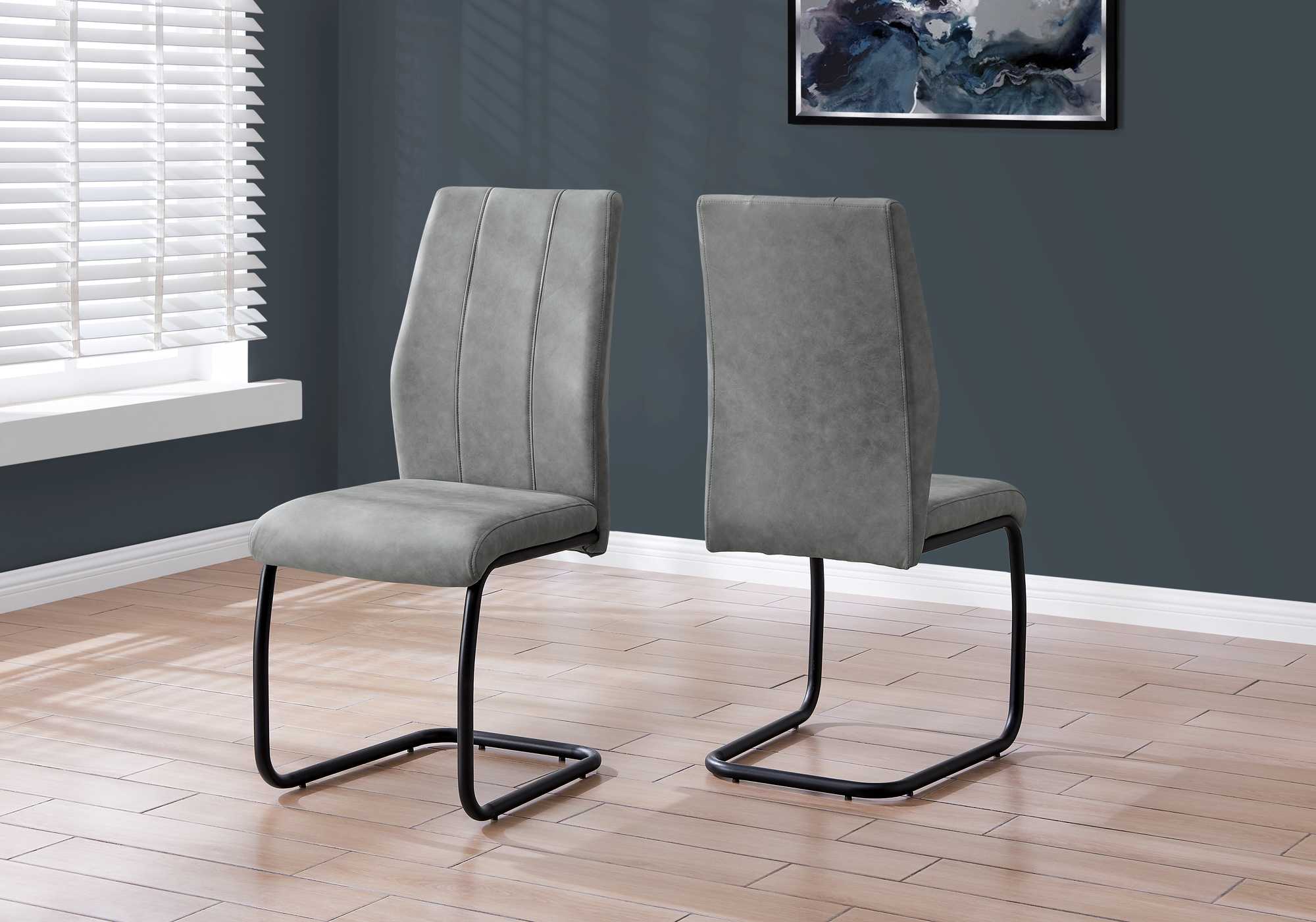 Set Of Two 77.5" Fabric Black Metal And Polyester Dining Chairs By Homeroots