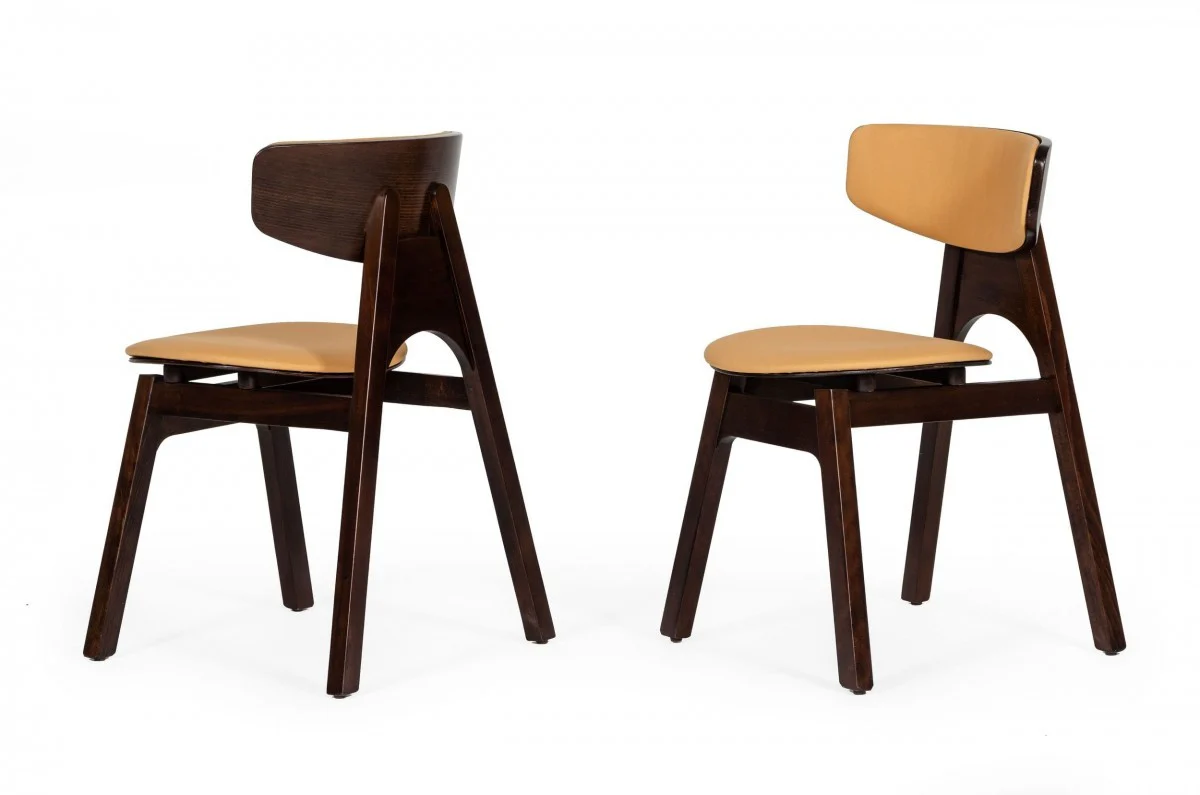 Set of Two Beige Faux Leather Modern Dining Chairs By Homeroots
